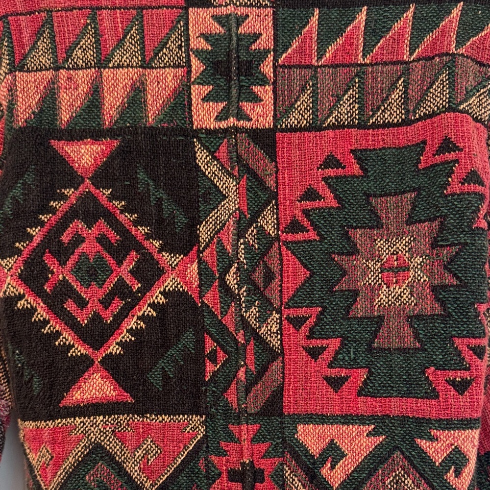Flashback Raspberry Multi Aztec Southwestern Cropped Tapestry Jacket Vintage S - Picture 8 of 14